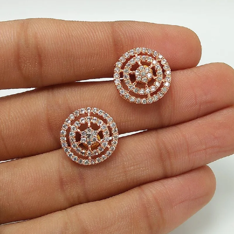 diamond drop earrings for women-Pooja Bangles Rose Gold Plated Stud Earrings