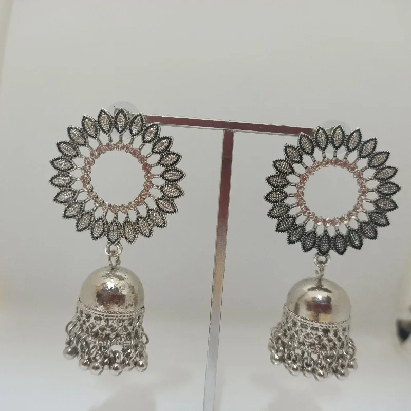 elegant pearl earrings for women-Tahura Oxidised Plated Jhumki Earrings