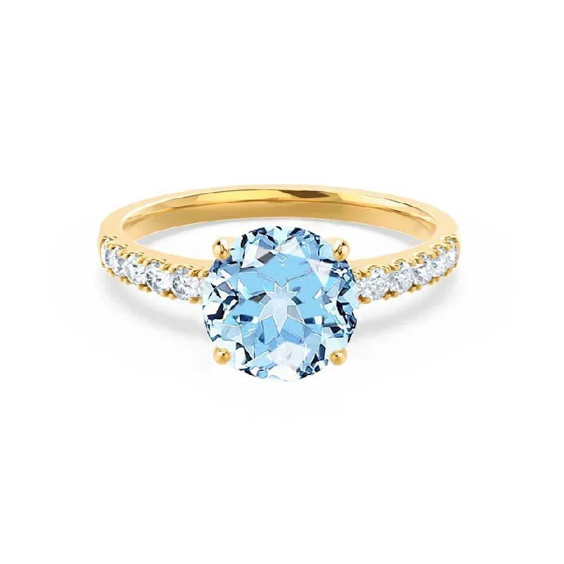 GISELLE - Chatham® Aqua Spinel & Diamond 18k Yellow Gold Ring