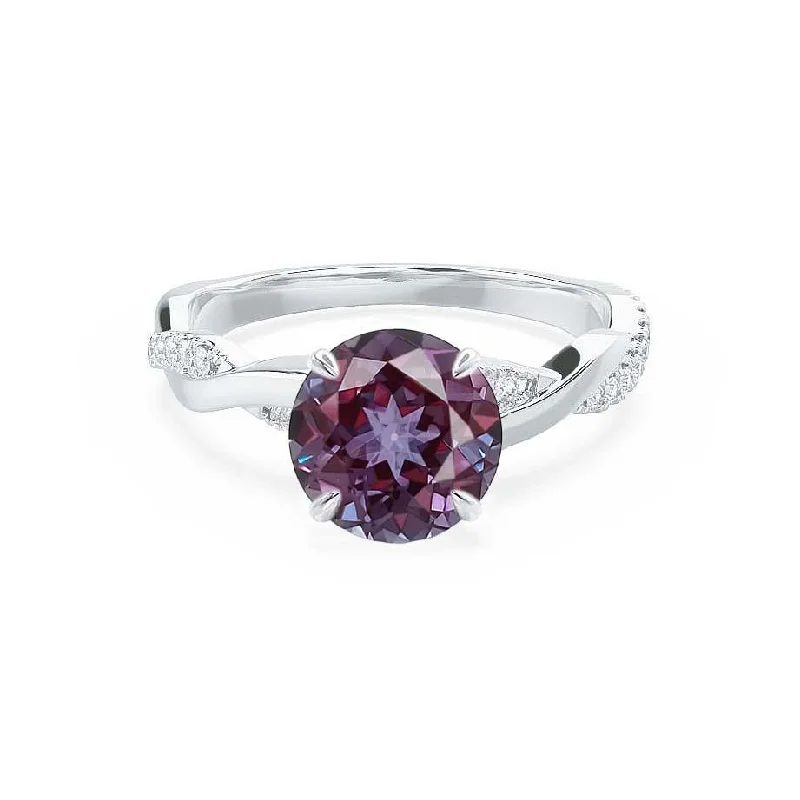 EDEN - Chatham® Round Alexandrite & Diamond 950 Platinum Vine Ring