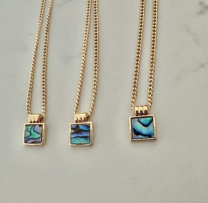 gold chain necklaces for women-Dainty Abalone Slider Necklace