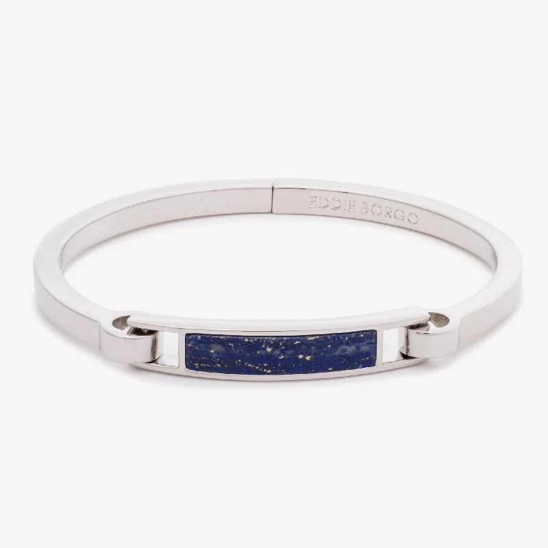 vintage bangles for women-INLAID PLATE BRACELET - LAPIS LAZULI