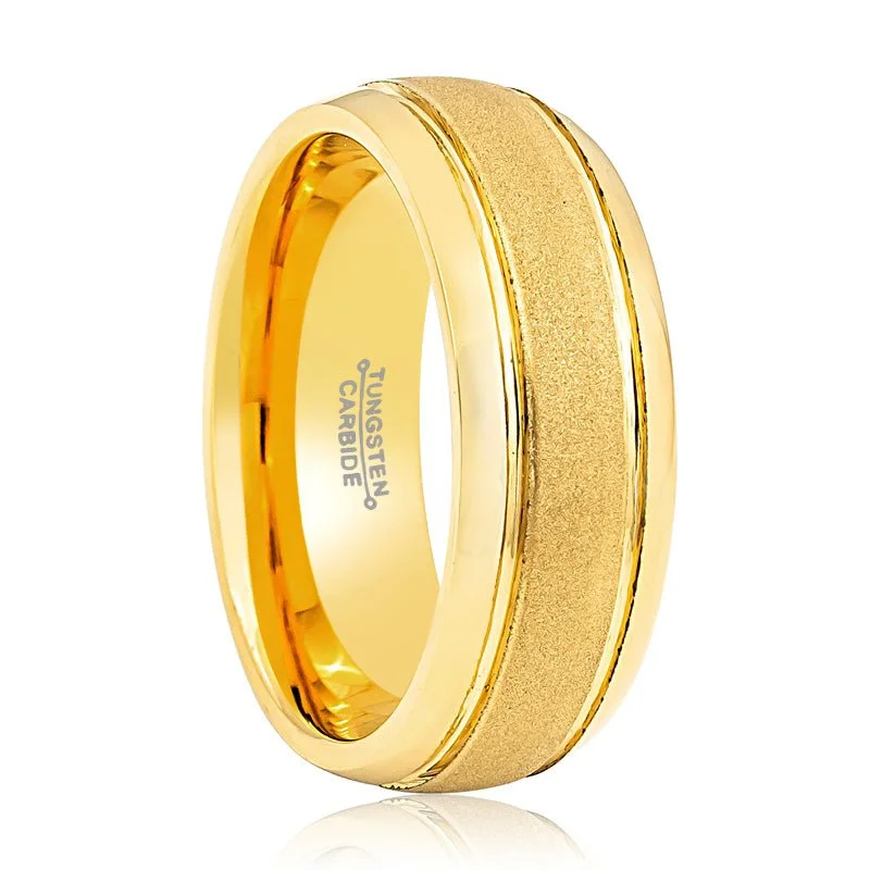 two-stone engagement rings for women-FRANCO | Tungsten Ring Yellow Gold