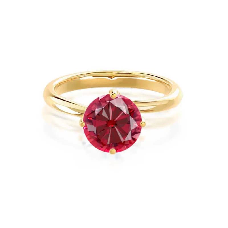 ANNORA - Chatham® Ruby 18k Yellow Gold Twist Solitaire Ring