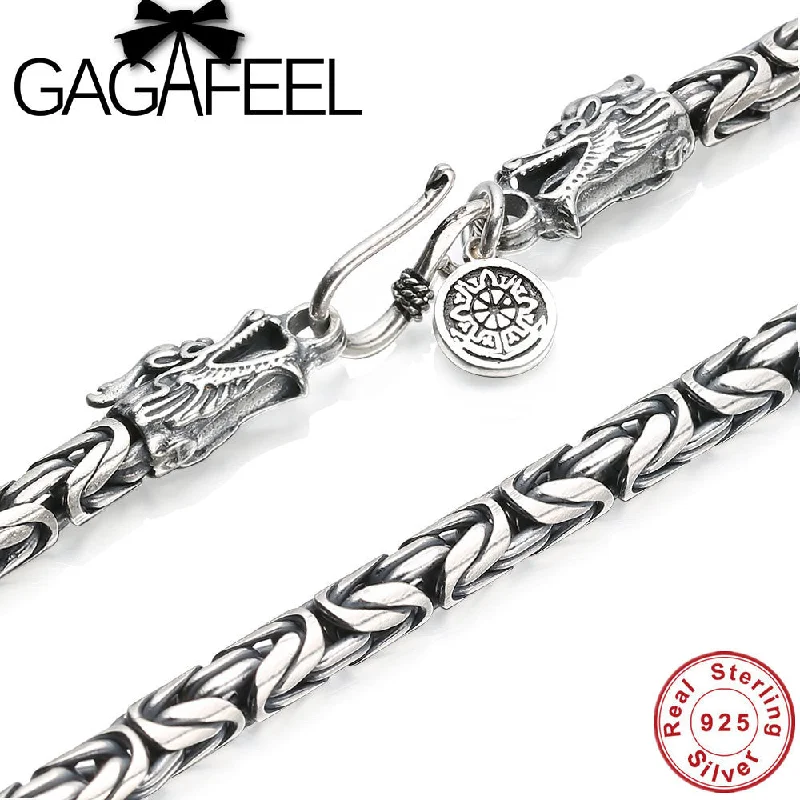 butterfly necklaces for women-GAGAFEEL 100% Real 925 Sterling Silver Necklace Brand Thick Chain Thai Silver