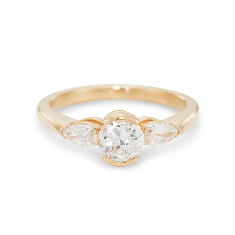 The Dove, 0.87 Carats Semi-Bezel Engagement Ring