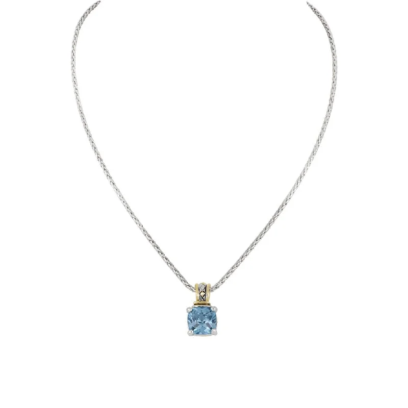 special occasion necklaces for women-Beijos Cushion Cut Pendant Necklace Aqua