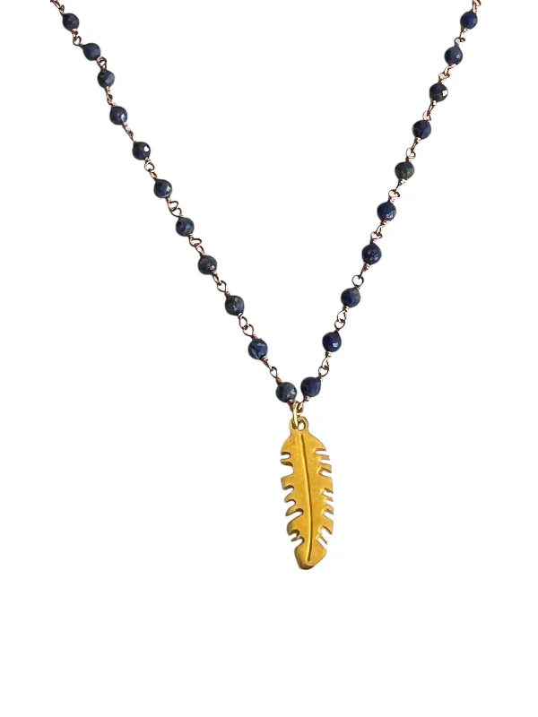 art deco necklaces for women-Message From Heaven Gold Feather Necklace