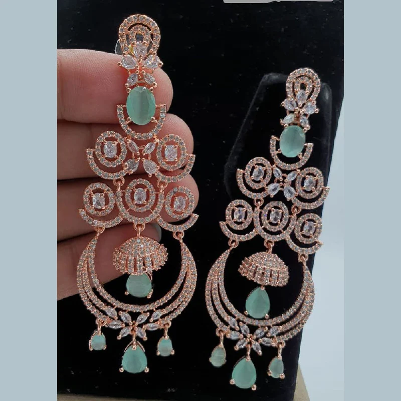 beaded earrings for women-Pooja Bangles Rose Gold Plated AD Stone Dangler Earrings