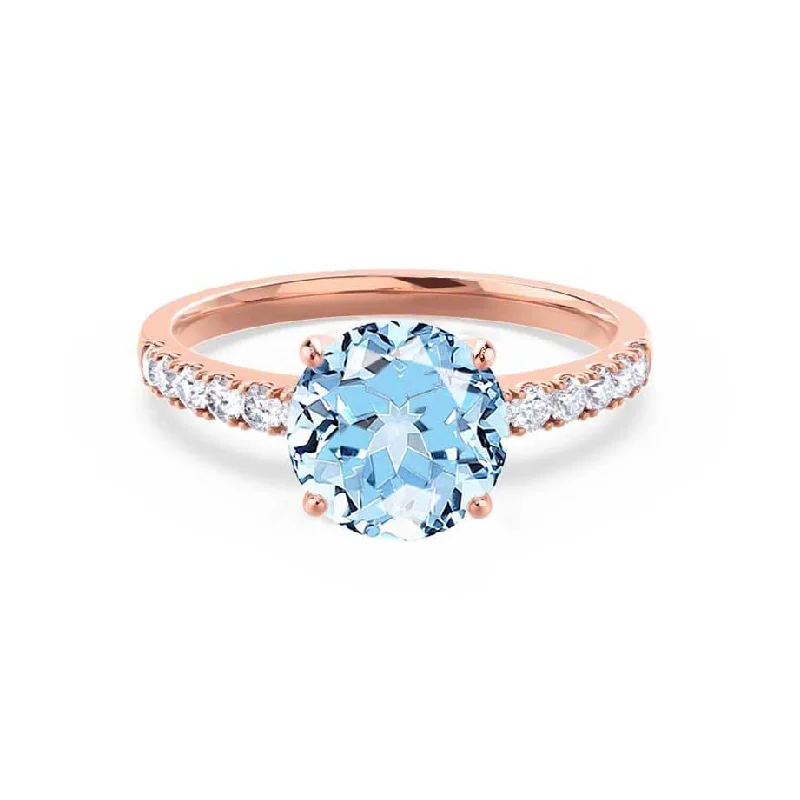 GISELLE - Chatham® Aqua Spinel & Diamond 18k Rose Gold Ring