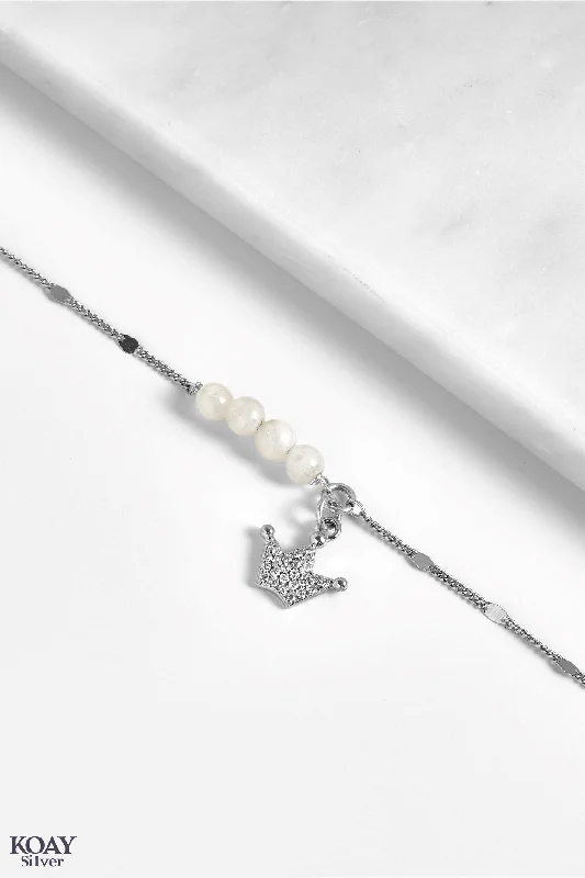 adjustable bracelets for women-Crown Moonstone Bracelet