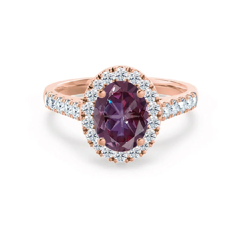 ROSA - Chatham® Alexandrite & Diamond 18K Rose Gold Halo