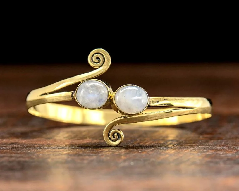 dainty gold bangles for women-Winds of Moonstone Bracelet