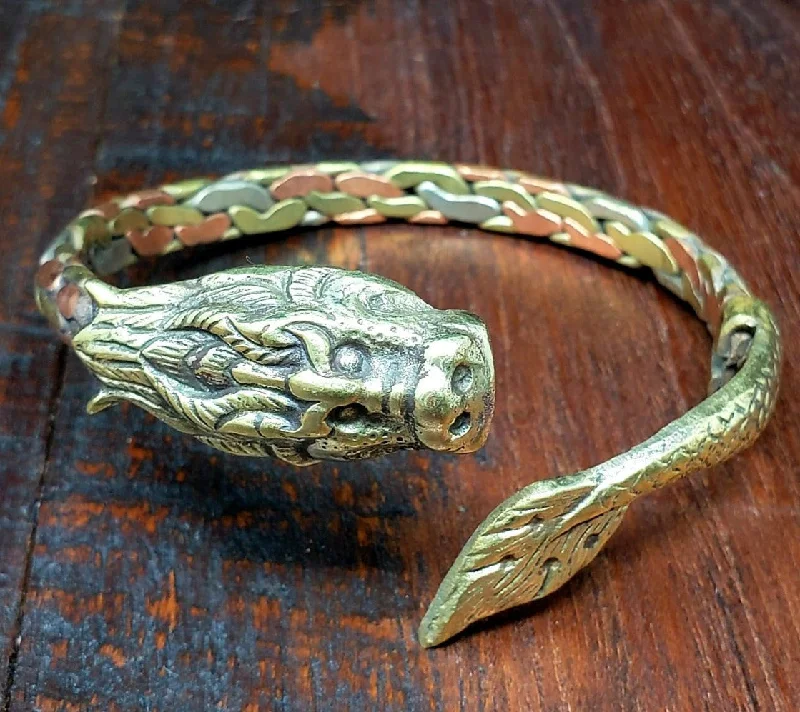 delicate bangles for women-Tibetan Copper Dragon Bracelet