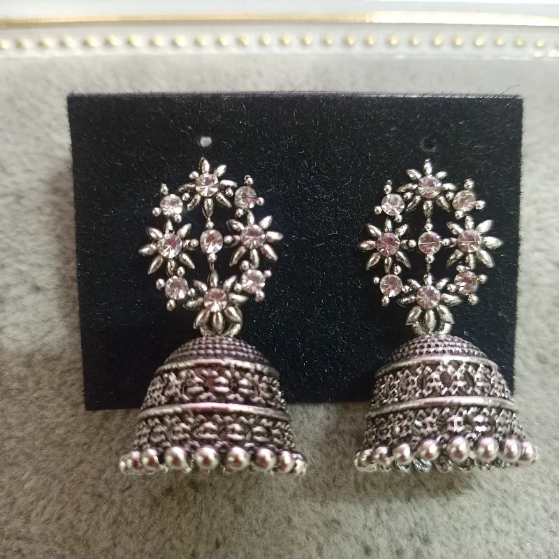 luxury earrings for women-Tahura Oxidised Plated Jhumki Earrings