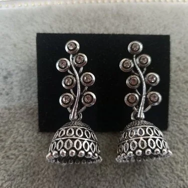 boho earrings for women-Tahura Oxidised Plated Jhumki Earrings