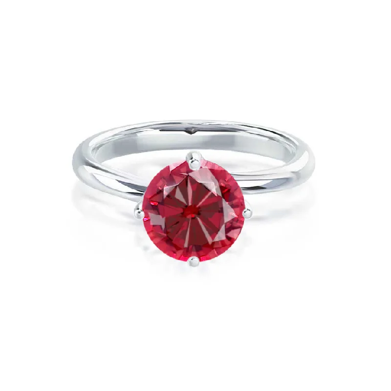 ANNORA - Chatham® Ruby 18k White Gold Twist Solitaire Ring