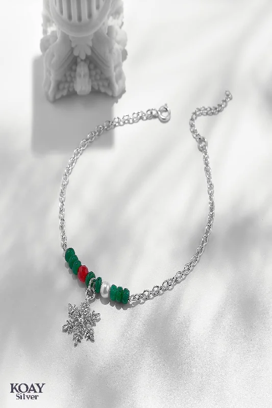 engraved bracelets for women-Green Snowflake Bracelet