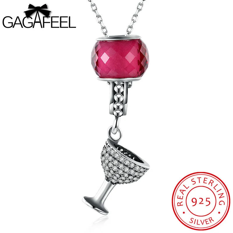 fashion necklaces for women-GAGAFEEL Wineglass Statement Necklace 100% Sterling Silver Jewelry