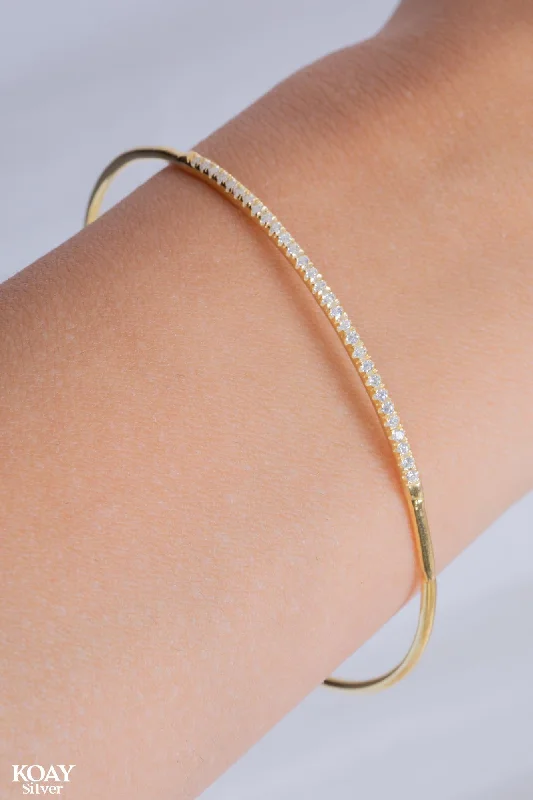 unique bracelets for women-Zircon Bangle (09-GP)