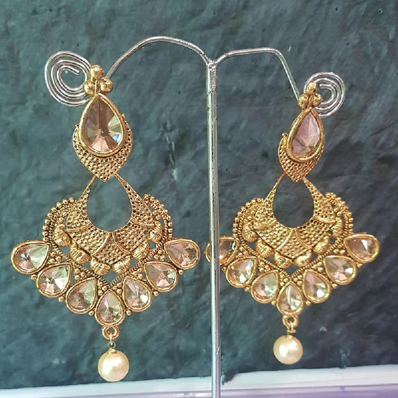 luxury fashion earrings for women-Shreeji Gold Plated Crystal Stone Dangler Earrings