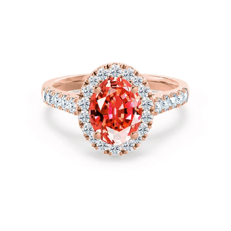 ROSA - Chatham® Padparadscha Sapphire & Diamond 18K Rose Gold Halo