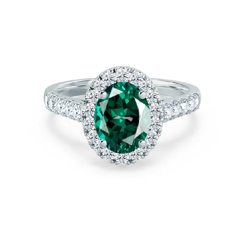 ROSA - Chatham® Emerald & Diamond 18K White Gold Halo