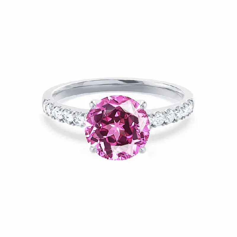 GISELLE - Chatham® Pink Sapphire & Diamond 950 Platinum Ring