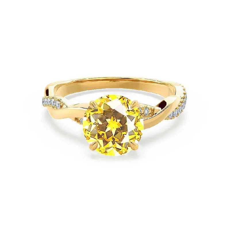 EDEN - Chatham® Round Yellow Sapphire & Diamond 18k Yellow Gold Vine Ring