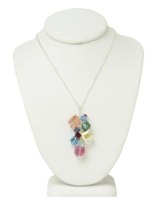 trendy necklaces for women-Colorful Crystal Charm Necklace