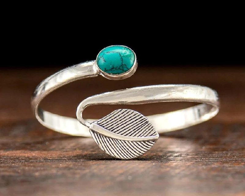 modern bangles for women-Turquoise Leaf Bracelet