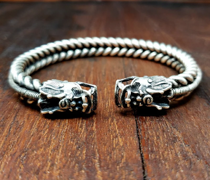 vintage bracelets with diamonds for women-Dragon Tribal Handcrafted Hmong Bracelet