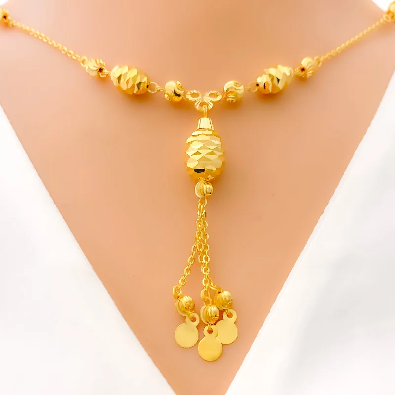 antique necklaces for women-Magnificent Faceted Bead 21k Gold Necklace