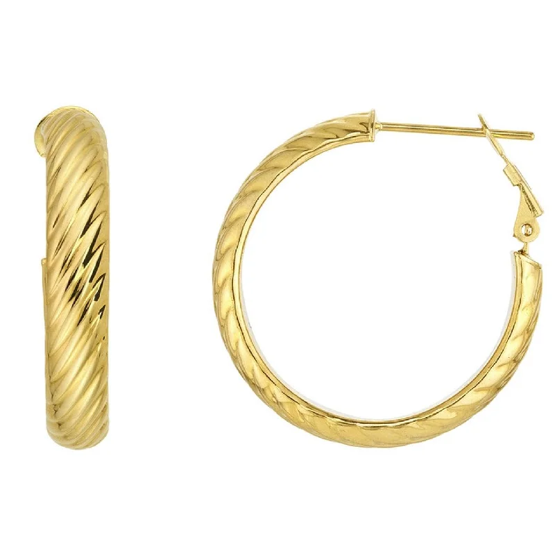 minimalist hoop earrings for women-14k Yellow Gold Large Croissant Hoop Earrings with French Back