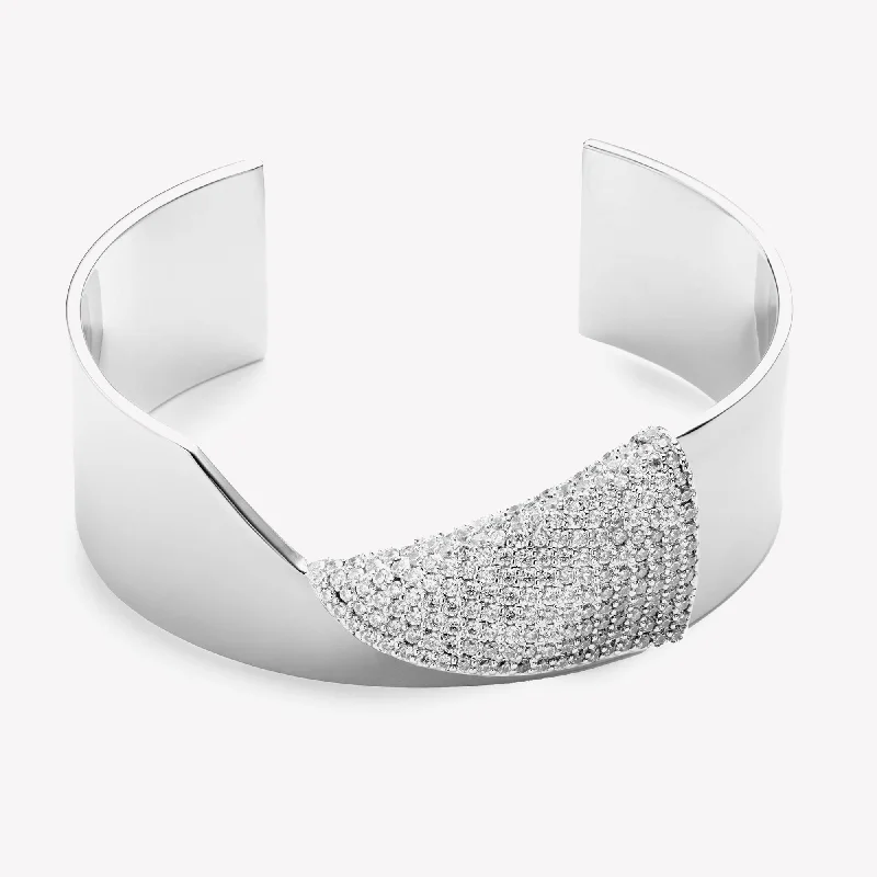 chic bangles for women-PAVÉ FOLDED CUFF