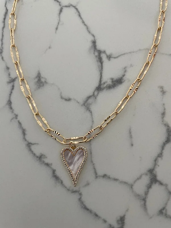 luxury diamond necklaces for women-Mother of Pearl Heart Necklace