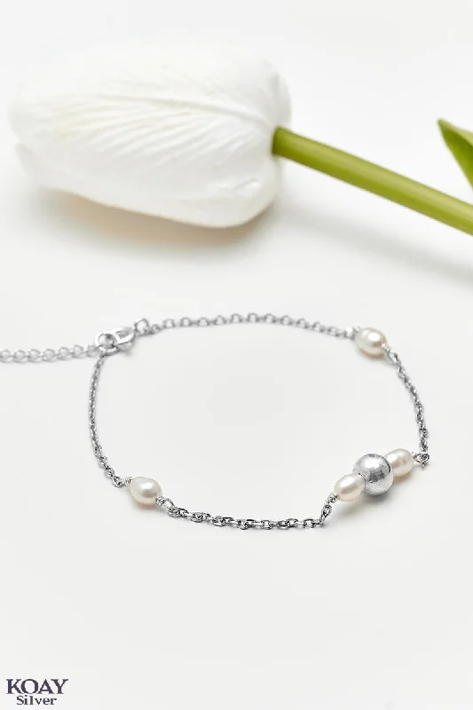 lightweight bangles for women-Ball And Pearl Bracelet