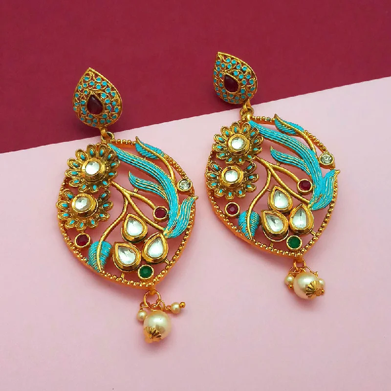 stylish earrings for women-Amina Creation Gold Plated Dangler Earrings