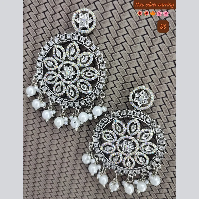 beaded earrings for women-Lucentarts Jewellery Silver Plated Austrian Stone Dangler Earrings