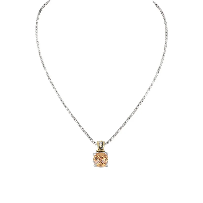 delicate necklaces for women-Beijos Cushion Cut Necklace - Champagne