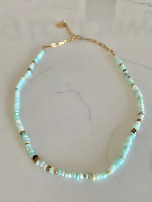 infinity necklaces for women-Seafoam Opal Necklace - Water Resistant