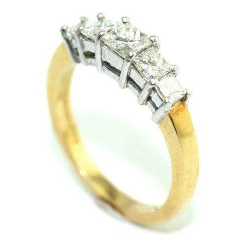 designer vintage engagement rings for women-1ct Five Stone, 18ct Gold Princess Cut Diamond Engagement Ring - 10D00041