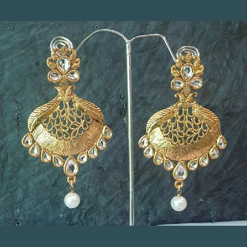 premium gold earrings for women-Shreeji Gold Plated Crystal Stone Dangler Earrings