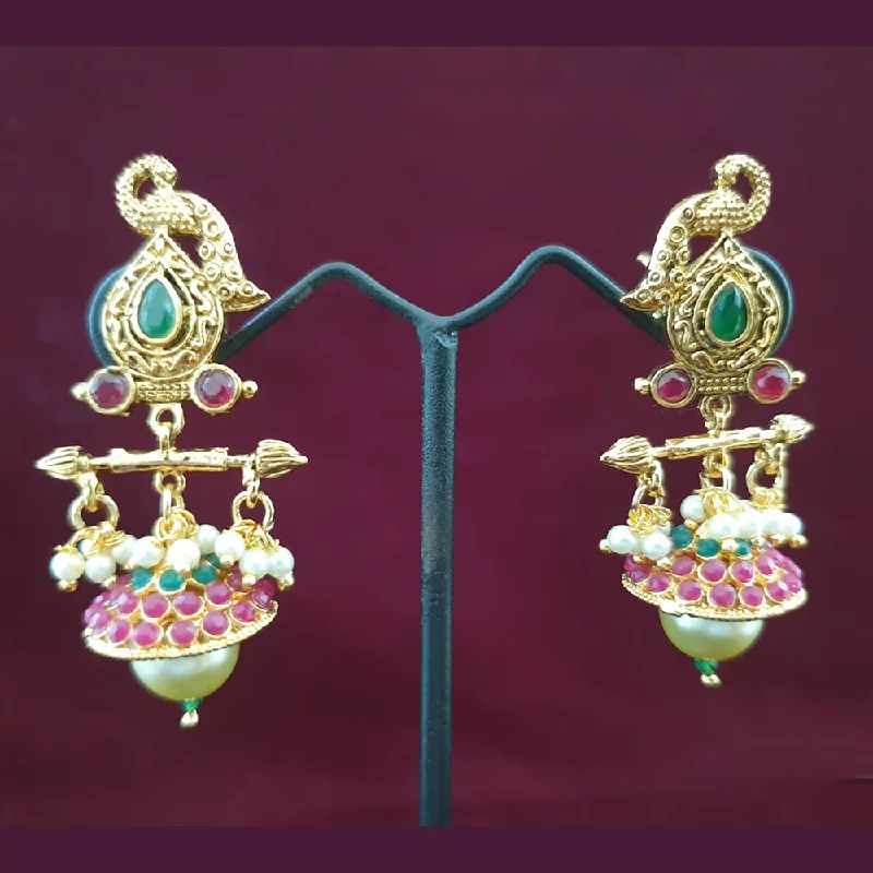 elegant gemstone earrings for women-Neepa Jewells Copper Gold Jhumki Earrings