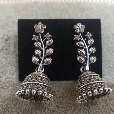 butterfly earrings for women-Tahura Oxidised Plated Jhumki Earrings