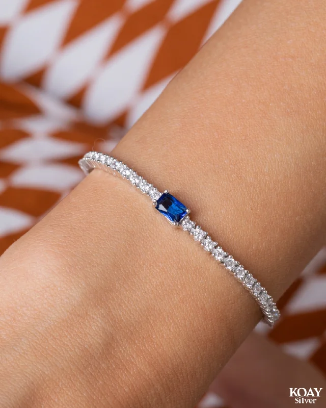 luxury charm bracelets for women-Zircon Blue Tennis Bracelet