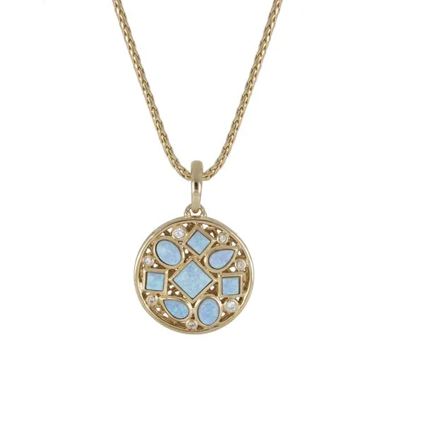 heart-shaped necklaces for women-Opalas do Mar Opal Blue 8 Opal Necklace with CZ Gold Chain