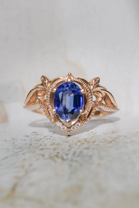 Lab sapphire engagement ring / Lida oval