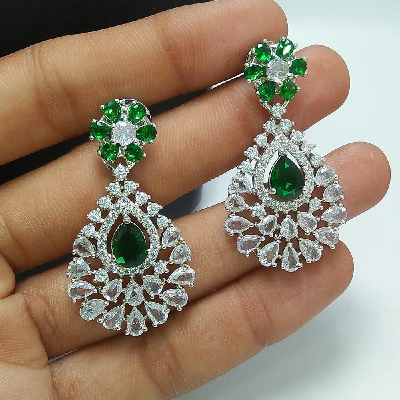 floral earrings for women-Manisha Jewellery Silver Plated AD Stone Dangler Earrings