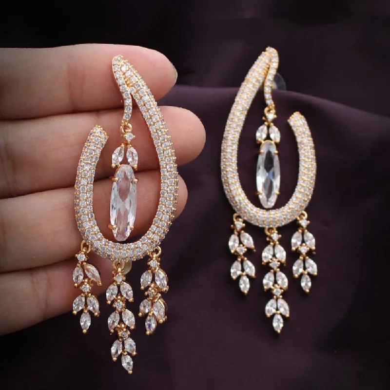 chic drop earrings for women-Pooja Bangles Rose Gold Plated Dangler Earrings